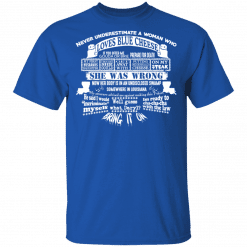 Never Underestimate A Woman Who Loves Blue Cheese She Was Wrong T-Shirt Royal