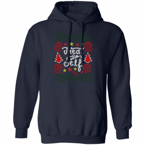 Parks and Recreation Treat Yo Self Ugly Christmas Hoodie Navy