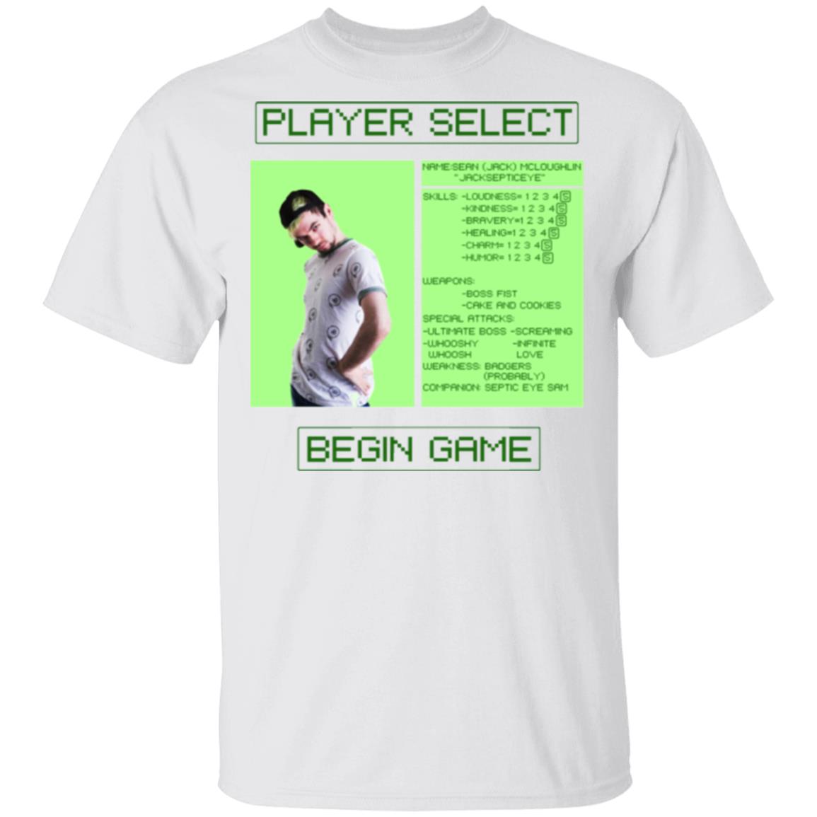 Jacksepticeye Player Select Begin Game T-Shirts, Hoodies, Long Sleeve