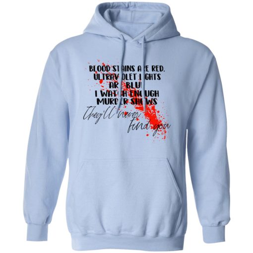 Blood Stains Are Red Ultraviolet Lights Are Blue I Watch Enough Murder Shows T-Shirts, Hoodies, Long Sleeve 23