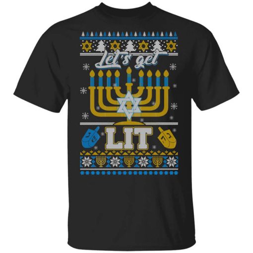 Funny Happy Hanukkah Chanukah Let’s Get Lit T-Shirt
