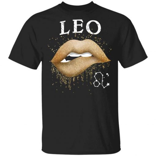 Leo Zodiac July August Birthday Gift Golden Lipstick T-Shirt