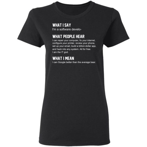 What I Say I’m A Software Developer What People Hear What I Mean T-Shirts, Hoodies, Long Sleeve 10