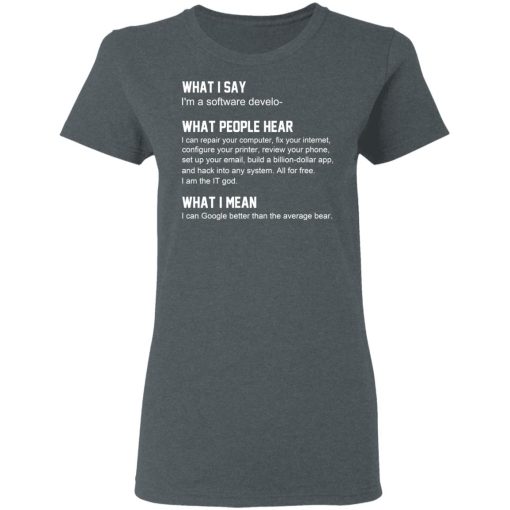 What I Say I’m A Software Developer What People Hear What I Mean T-Shirts, Hoodies, Long Sleeve 12