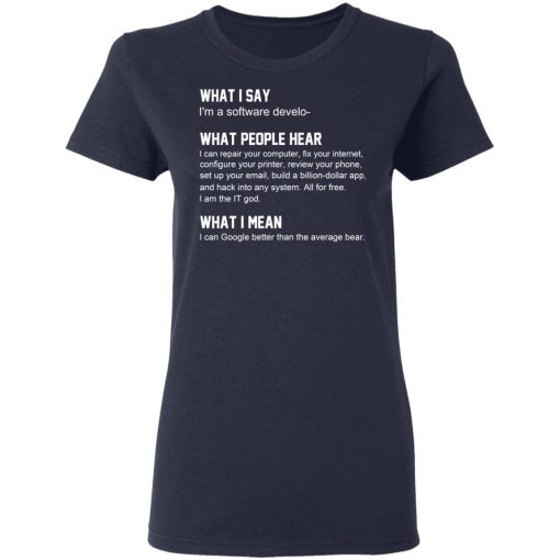 What I Say I’m A Software Developer What People Hear What I Mean T-Shirts, Hoodies, Long Sleeve 14