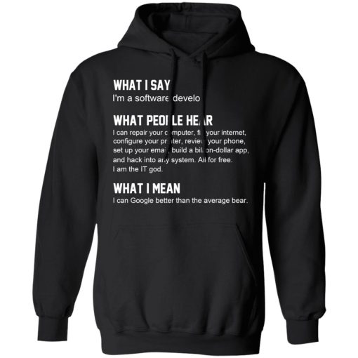 What I Say I’m A Software Developer What People Hear What I Mean T-Shirts, Hoodies, Long Sleeve 19