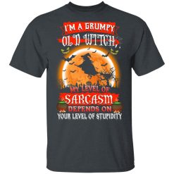 I’m A Grumpy Old Witch My Level Of Sarcasm Depends On Your Level Of Stupidity Halloween T-Shirts, Hoodies, Long Sleeve 27