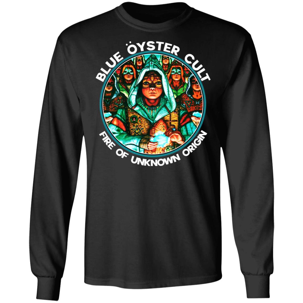 Mens Blue Oyster Cult Long Sleeve Hooded Sweat Shirt Pullover 