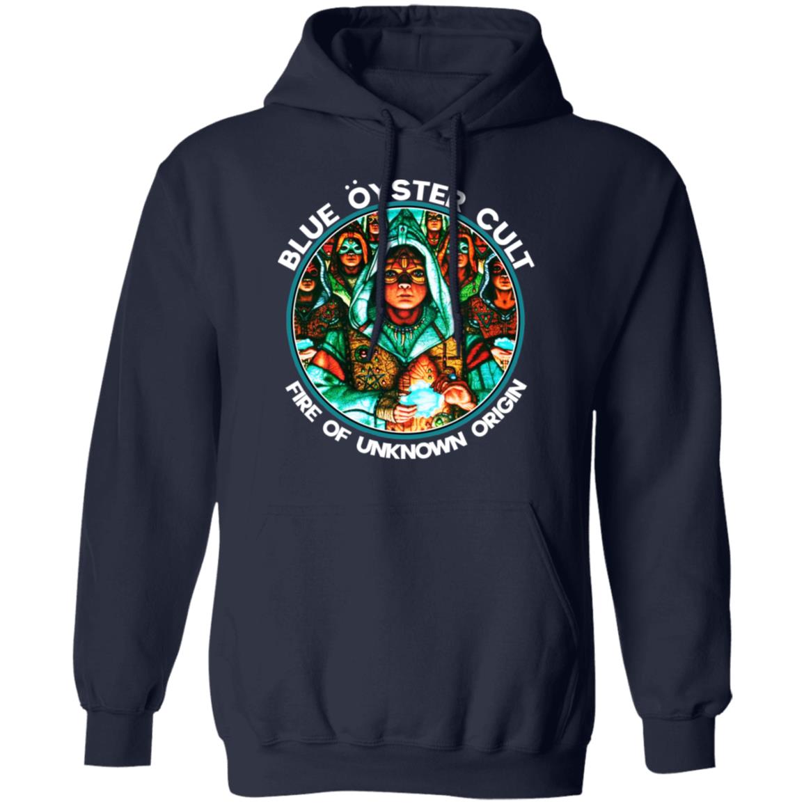 Mens Blue Oyster Cult Long Sleeve Hooded Sweat Shirt Pullover 