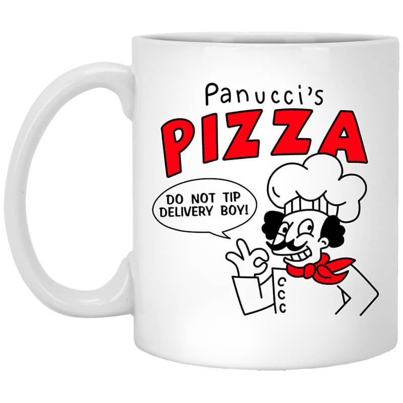 Panucci’s Pizza Do Not Tip Delivery Boy White Mug 