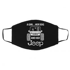 A Girl Her Dog And Her Jeep Face Mask