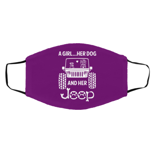 A Girl Her Dog And Her Jeep Face Mask 23