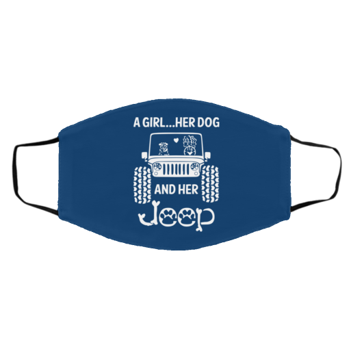 A Girl Her Dog And Her Jeep Face Mask 25