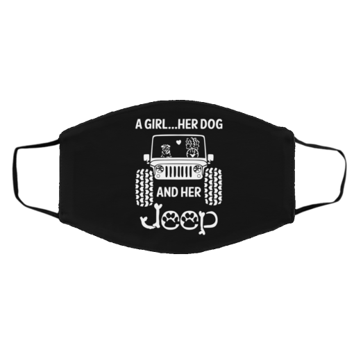 A Girl Her Dog And Her Jeep Face Mask 5