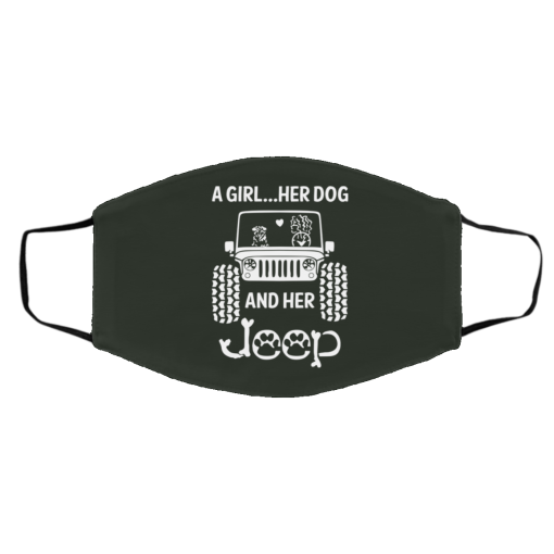 A Girl Her Dog And Her Jeep Face Mask 11