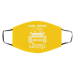A Girl Her Dog And Her Jeep Face Mask 43