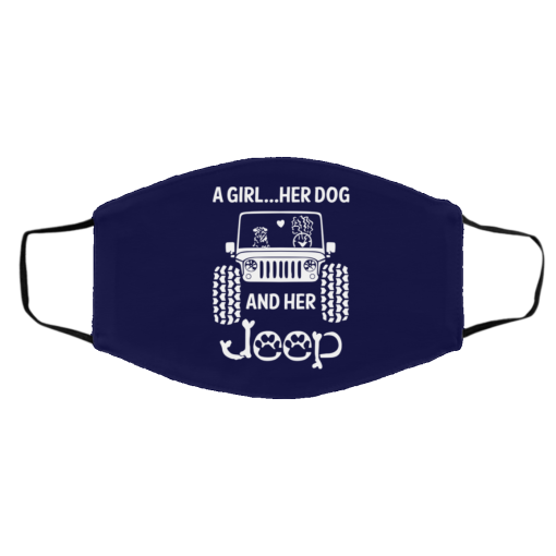 A Girl Her Dog And Her Jeep Face Mask 17