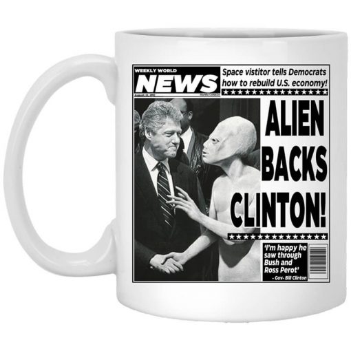 Vintage World News Alien Backs Clinton Mug