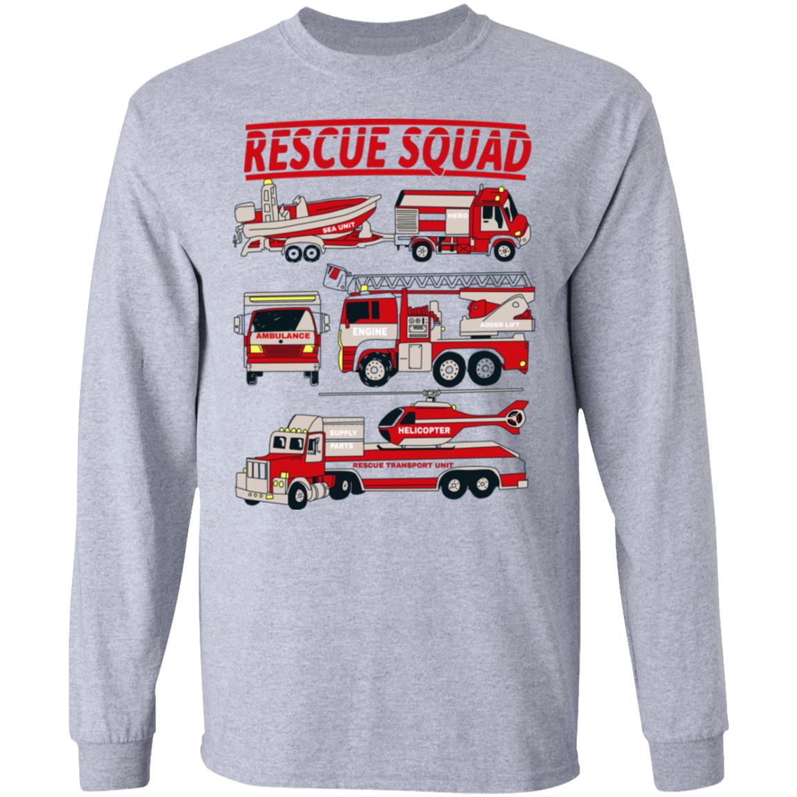 Rescue Team Fire Truck Helicopter Ambulance Boys T-Shirt 