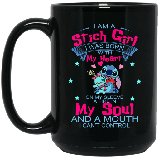 I Am A Stich Girl Was Born In With My Heart On My Sleeve Mug 4