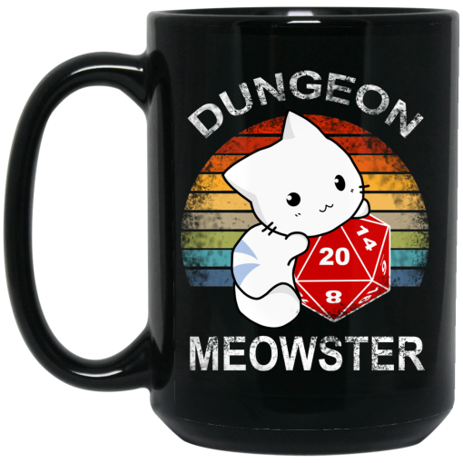 Dungeon Meowster Retro Vintage Funny Cat Mug 3