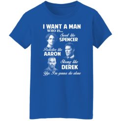 I Want A Man Who Is Sweet Like Spencer Protective Like Aaron Strong Like Derek T-Shirts, Hoodies, Long Sleeve 39