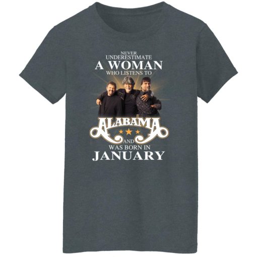 A Woman Who Listens To Alabama And Was Born In January T-Shirts, Hoodies, Long Sleeve 12