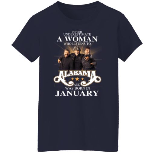 A Woman Who Listens To Alabama And Was Born In January T-Shirts, Hoodies, Long Sleeve 14