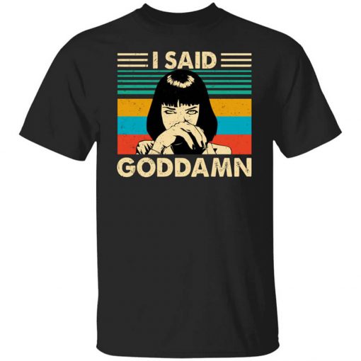 Maglietta Uomo 'I Said God Damn' Ispirata A Mia Wallace (Pulp Fiction) - Colore Verde Militare, Taglia M, Idea Regalo Divertente