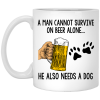 A Man Cannot Survive On Beer Alone He Also Needs A Dog Mug 1