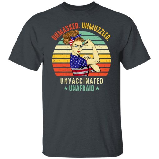 Vintage Unmasked Unmuzzled Unvaccinated Unafraid USA Flag T-Shirts, Hoodies, Long Sleeve 3