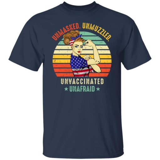 Vintage Unmasked Unmuzzled Unvaccinated Unafraid USA Flag T-Shirts, Hoodies, Long Sleeve 5