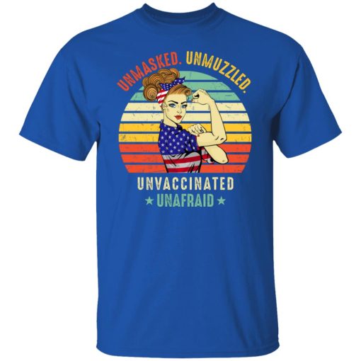Vintage Unmasked Unmuzzled Unvaccinated Unafraid USA Flag T-Shirts, Hoodies, Long Sleeve 7
