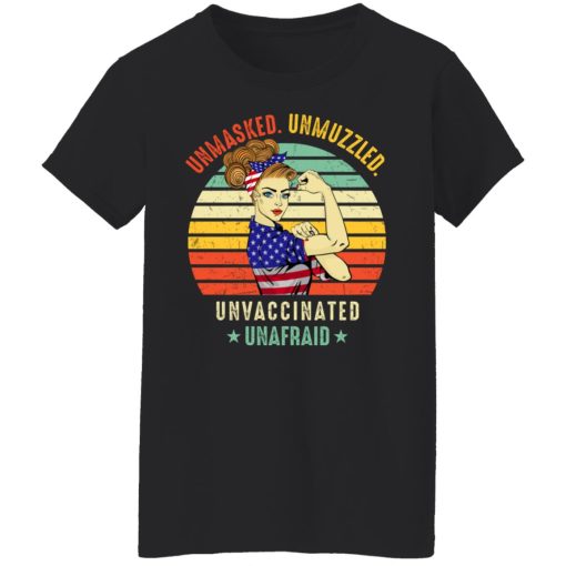 Vintage Unmasked Unmuzzled Unvaccinated Unafraid USA Flag T-Shirts, Hoodies, Long Sleeve 9