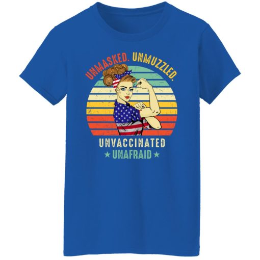 Vintage Unmasked Unmuzzled Unvaccinated Unafraid USA Flag T-Shirts, Hoodies, Long Sleeve 15