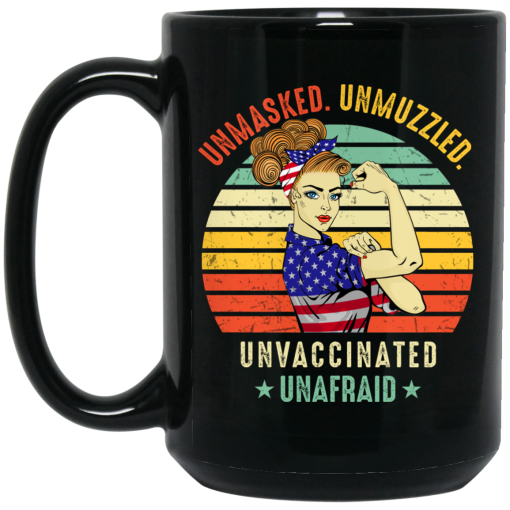 Vintage Unmasked Unmuzzled Unvaccinated Unafraid USA Flag Mug 3