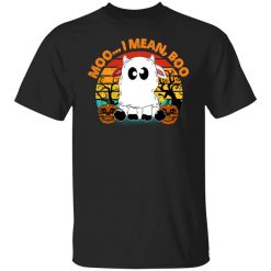 Ghost Cow Moo I Mean Boo Pumpkin Moon Halloween Vintage T-Shirt