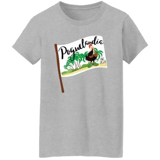 Poguelandia Flag With Chicken In Coconut Bra Women T-Shirt Sport Grey