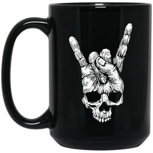 Rock Skull 15 oz. Black Mug