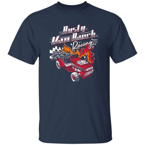 Rusty Van Ranch Lawn Mower Racing T-Shirt Navy