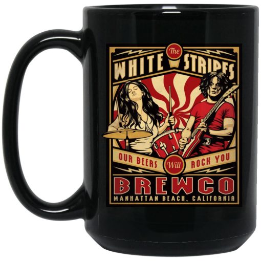 The Brewco White Stripes Our Beers Will Rock You Mug