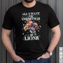 All I Want For Christmas Is Detroit Lions Mascot Titan Hat Santa Shirt