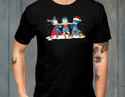 Batman, Superman Hat Santana And Wonder Woman Merry Christmas Shirt