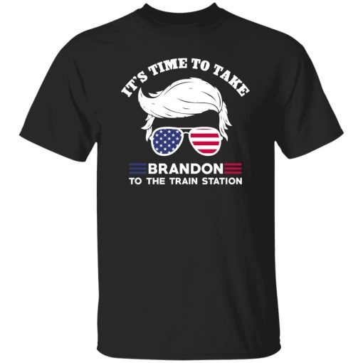 Donald Trump With American Flag Glasses It’s Time To Take Brandon To The Train Station 2024 Shirt