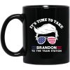 Donald Trump With American Flag Glasses It’s Time To Take Brandon To The Train Station 2024 Mug