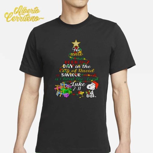 For Unto You Is Born This Day Luke 211 Snoopy Christmas Shirt