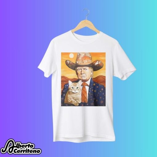 Cowboy Trump With A Cat Shirt