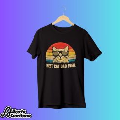 Best Cat Dad Ever Cat Dad Vintage Fat Cat Wear Glasses Shirt