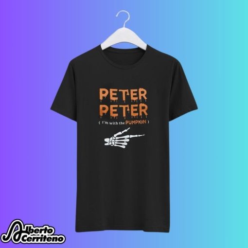 Peter Peter I’m With The Pumpkin Halloween Skeleton Hand Shirt