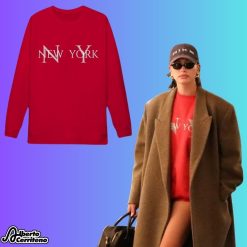 Hailey Bieber Red New York Sweatshirt